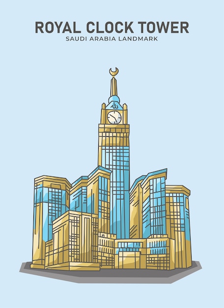 Premium Vector Royal Clock Tower Saudi Arabia Landmark Minimalist Illustration