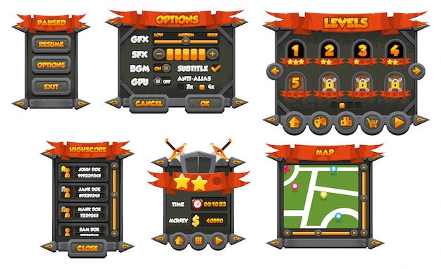 Rpg game gui Premium Vector