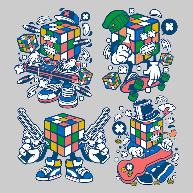 rubix cube cartoon