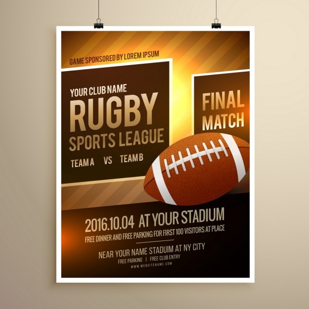 Rugby sports flyer template