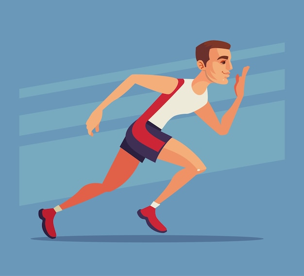 Premium Vector | Runner sport man character run fast cartoon illustration