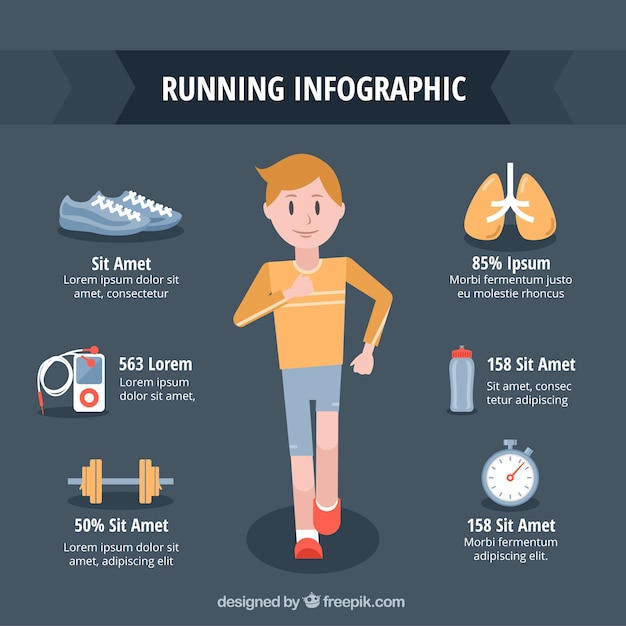 Free Vector | Running infographic template in flat design