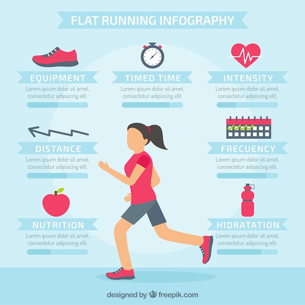 Free Vector | Running infographics in flat style