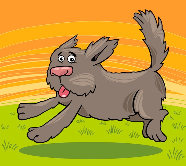 走っている犬の漫画のイラスト プレミアムベクター
