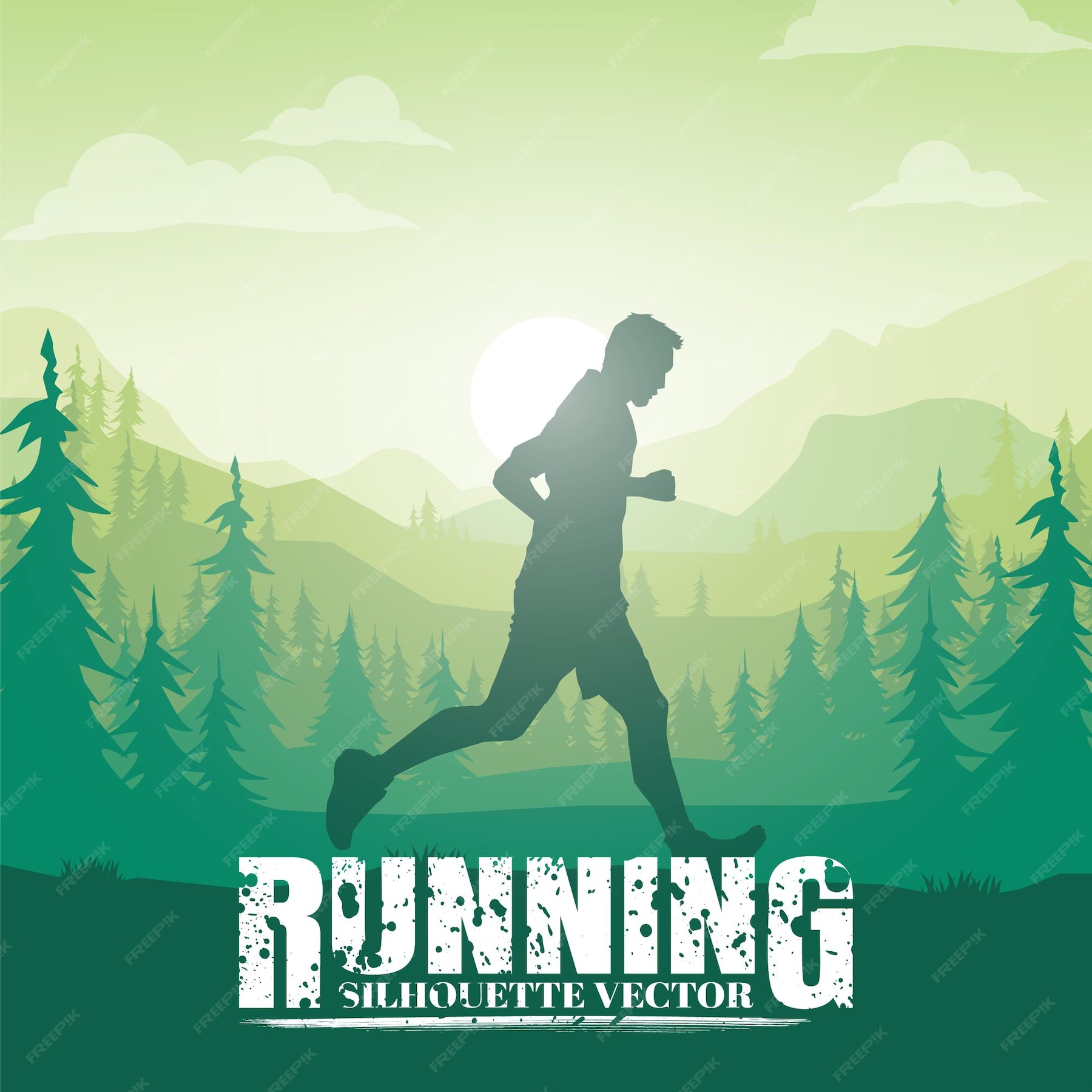 Premium Vector | Running silhouettes. trail running, marathon runner.