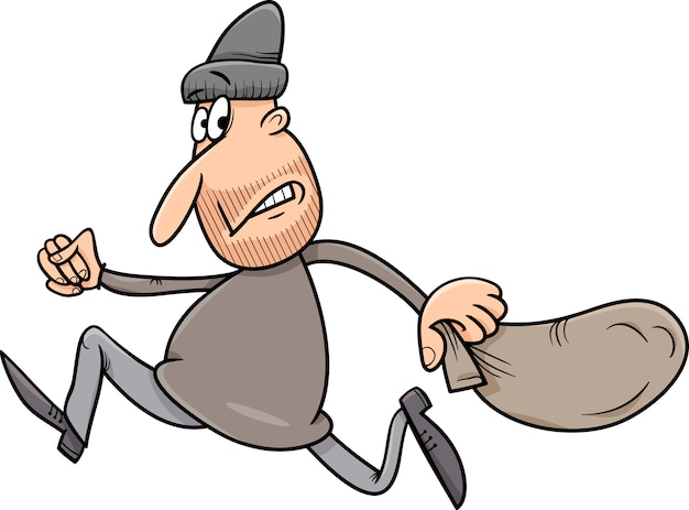 Premium Vector | Running thief cartoon illustration