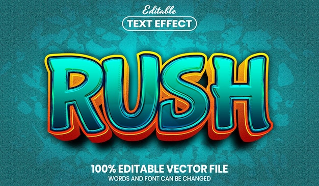 premium-vector-rush-text-font-style-editable-text-effect