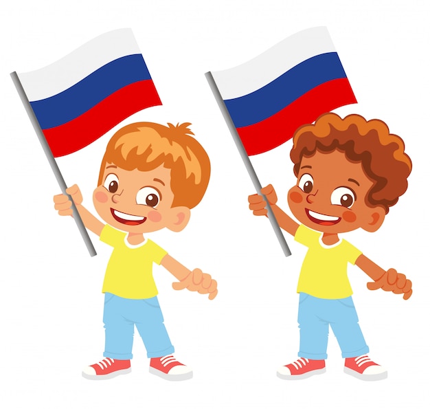 Premium Vector Russia Flag In Hand Set