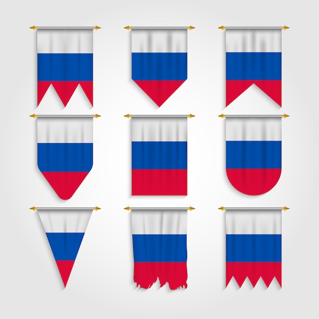 プレミアムベクター さまざまな形のロシア国旗