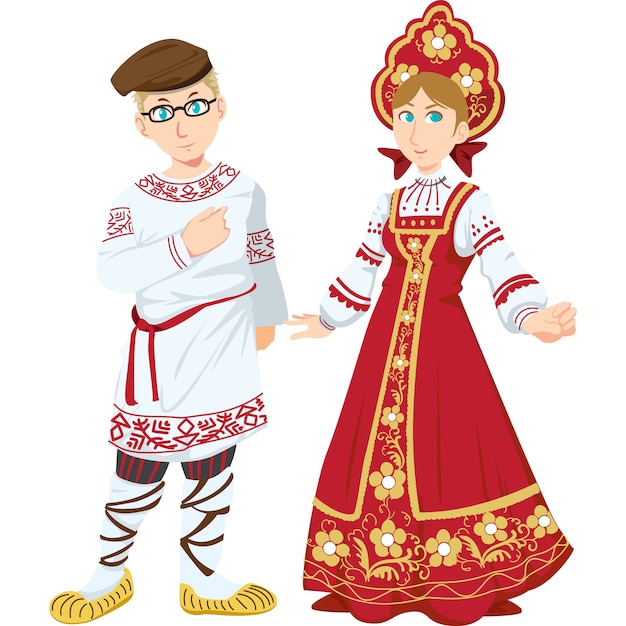Русский национальный костюм девочки и мальчика