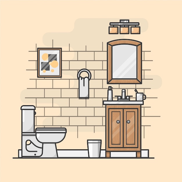 Premium Vector | Rustic bathroom illustration