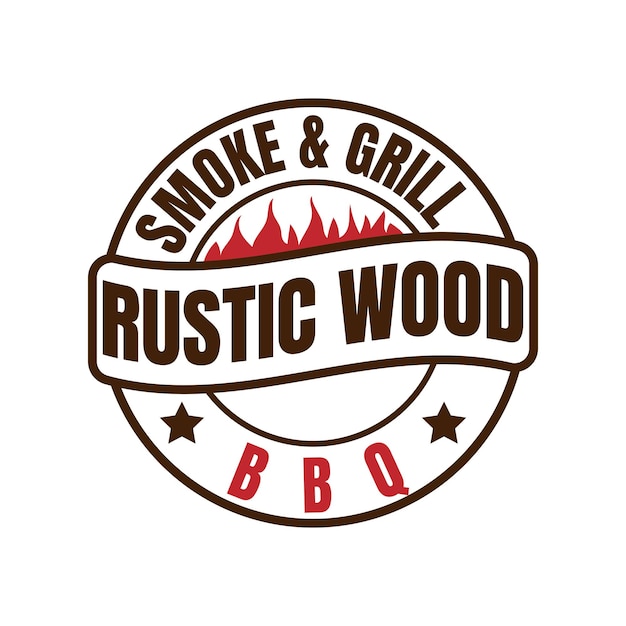 Premium Vector | Rustic bbq smoke and grill stamp logo design vector