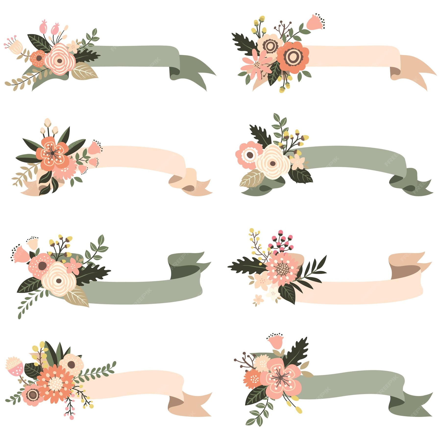 Premium Vector | Rustic floral banners elements