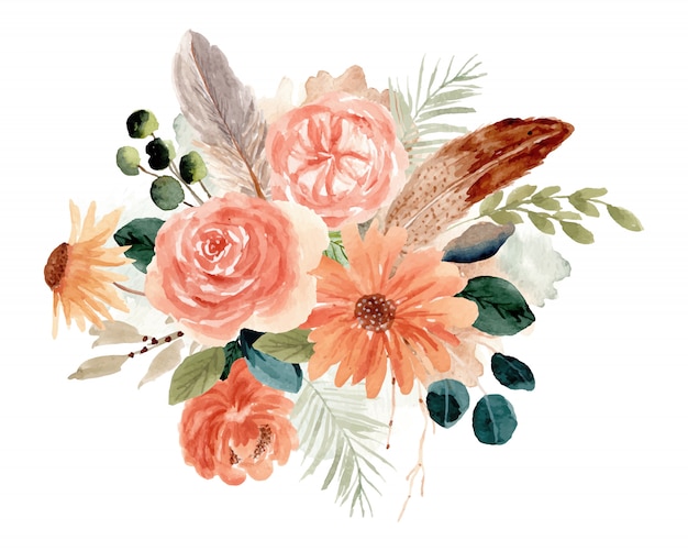 Download Premium Vector | Rustic floral bouquet watercolor