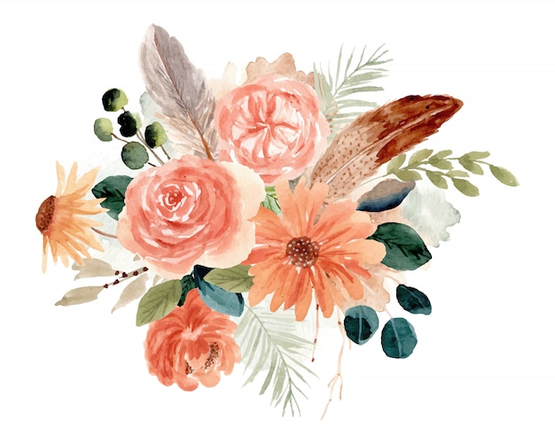 Premium Vector | Rustic floral bouquet watercolor