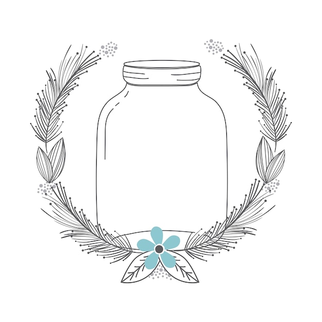 Premium Vector Rustic Glass Jar With Leaves Hand Drawn