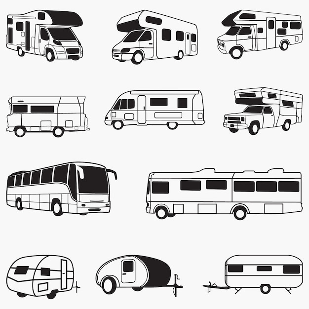 Premium Vector Rv Camper Silhouettes Vector Design