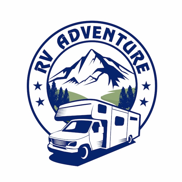 Premium Vector | Rv van adventure, van vacation, holiday logo, rv logo