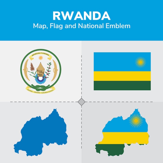 プレミアムベクター ルワンダの地図 国旗