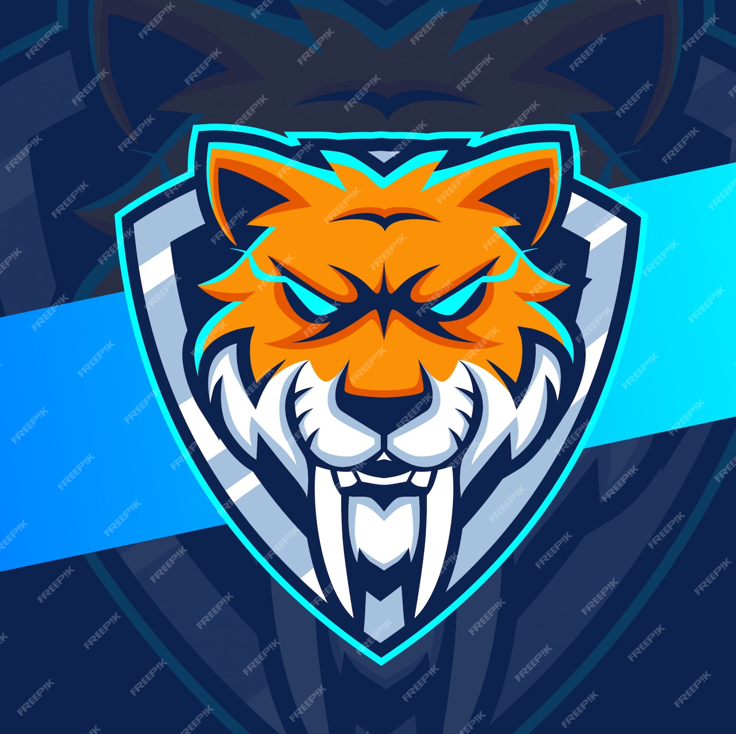 Premium Vector | Sabertooth head mascot esport logo