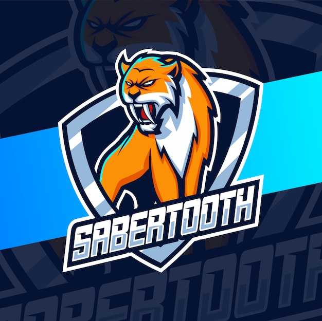 Premium Vector | Sabertooth mascot esport logo