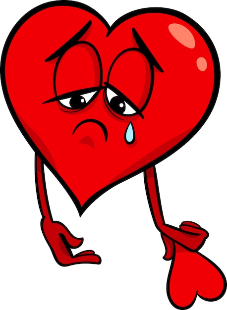 Premium Vector | Sad broken heart cartoon illustration