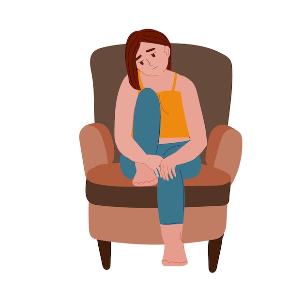premium-vector-sad-lonely-depressed-woman-sitting-in-a-chair