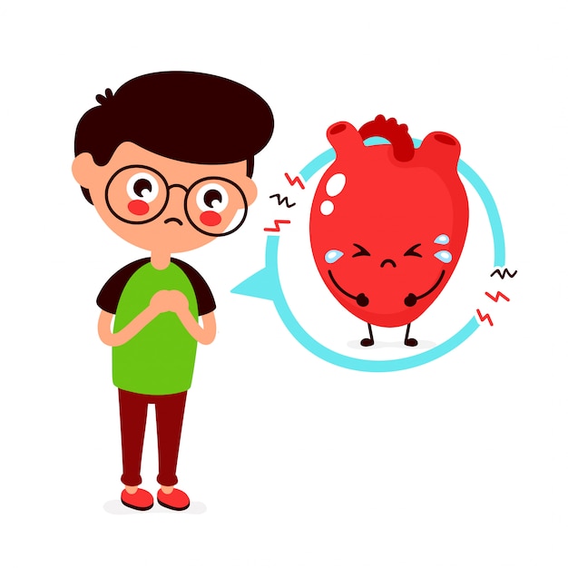 Premium Vector | Sad sick young man with heart problem