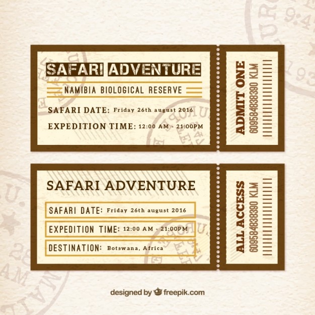 Safari adventure tickets in flat design