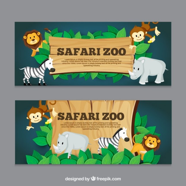 Safari banners with animals