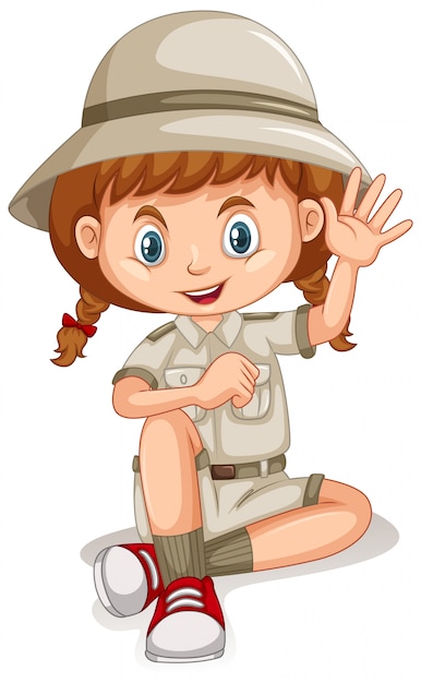 Premium Vector | A safari girl on white background