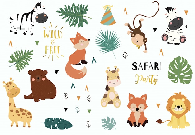 Safari object set Premium Vector
