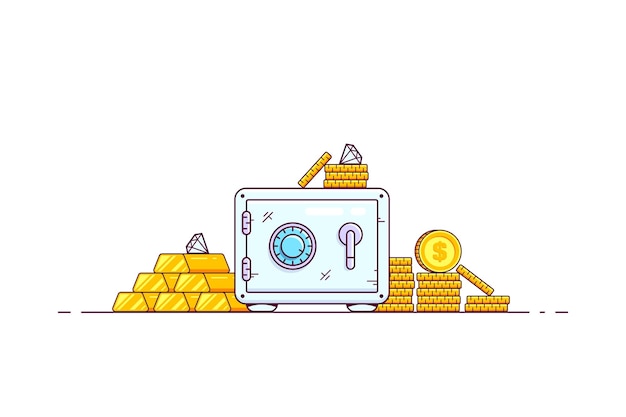 Safe box with money savings isolated Premium Vector