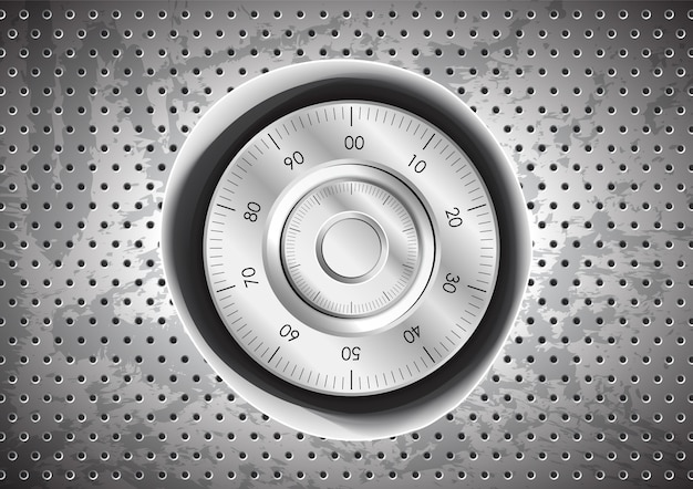 Premium Vector | Safe lock botton on grunge stainless steel background