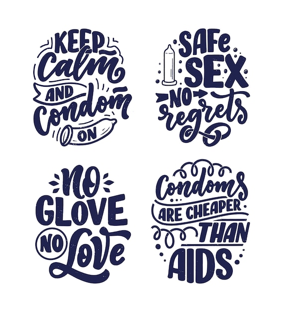 Premium Vector Safe Sex Slogans Great Design Lettering For World Aids Day Design 9009