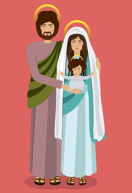 Download Saint joseph and holly mary, the holy family, vector illustration Vector | Premium Download