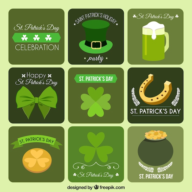 Free Vector | Saint patrick day green badge collection