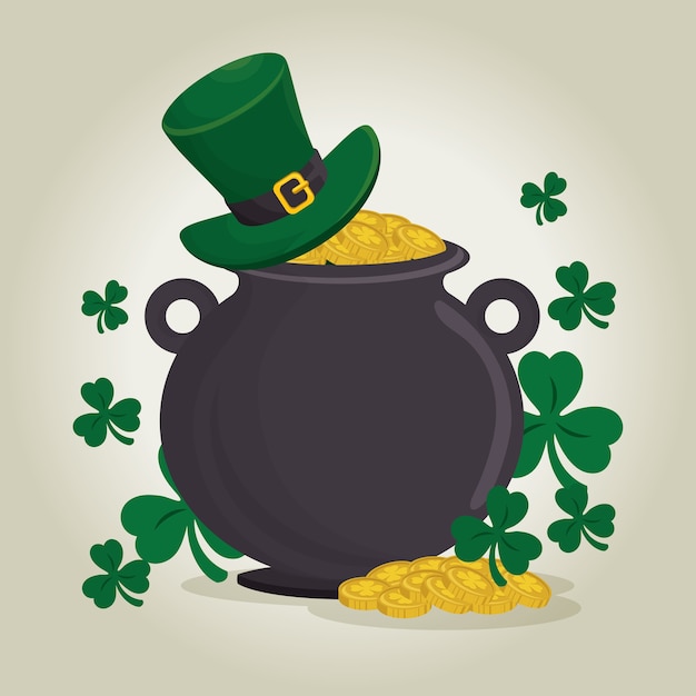 Saint patrick day treasure pot | Premium Vector