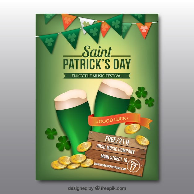 Free Vector | Saint patrick's day green poster