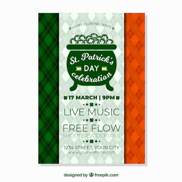 Saint patrick's day party poster in flat
style