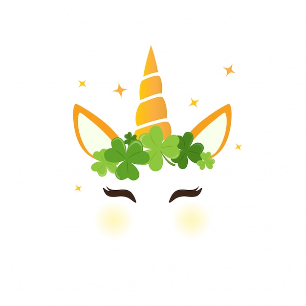 Download Saint patrick's day unicorn character face | Premium Vector