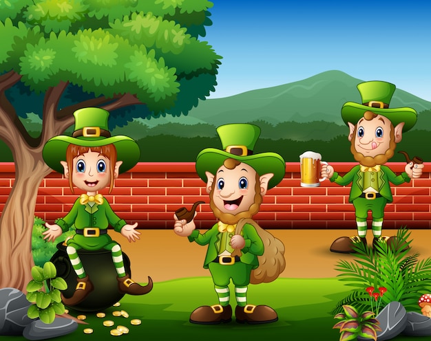 Premium Vector | Saint patricks day leprechaun celebrate on the nature