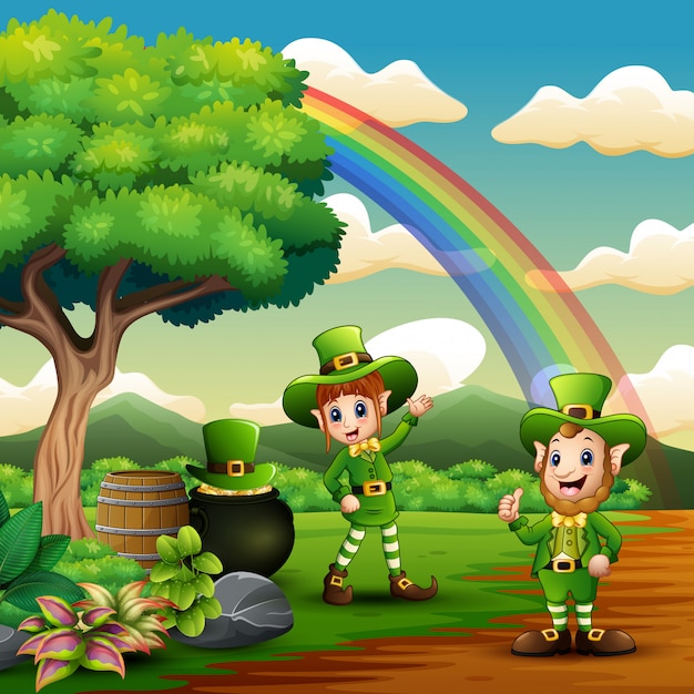 Premium Vector | Saint patricks day leprechaun celebrate on the nature