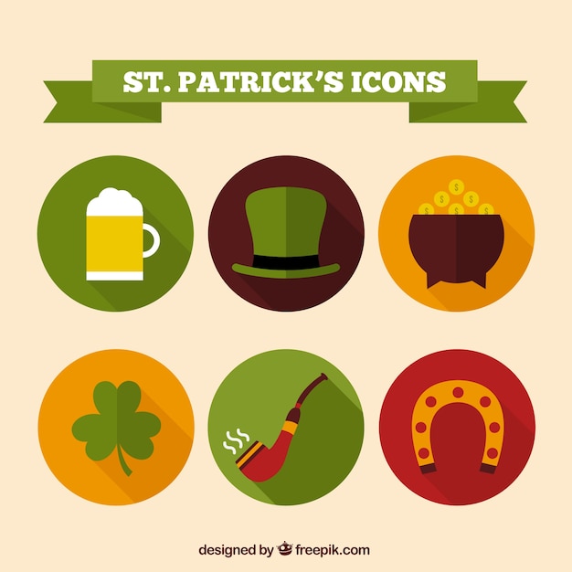 Saint patricks icons | Free Vector