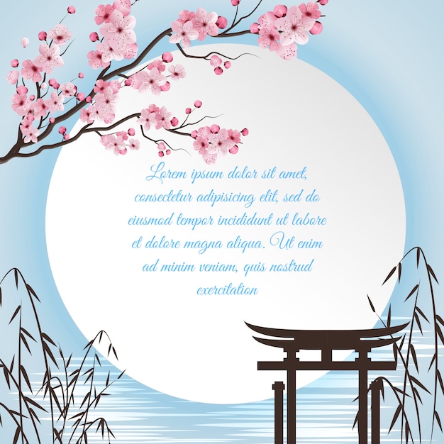 Free Vector | Sakura cartoon concept with japanese motifs and white