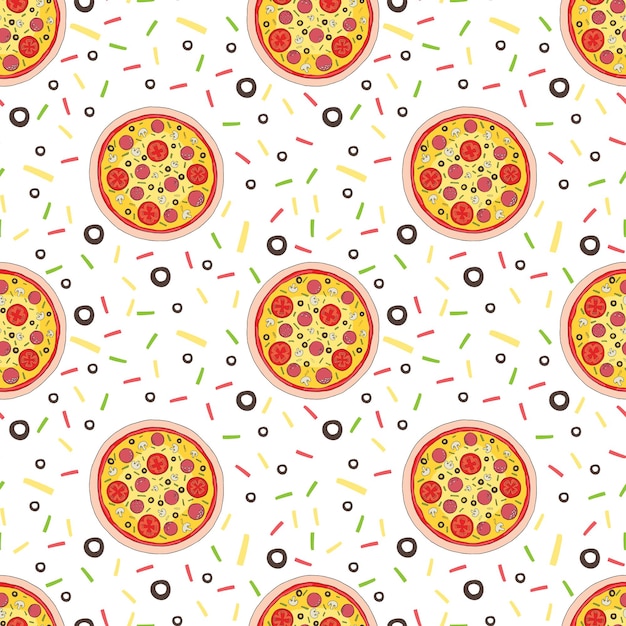 Premium Vector | Salami pizza slices seamless pattern. vector ...