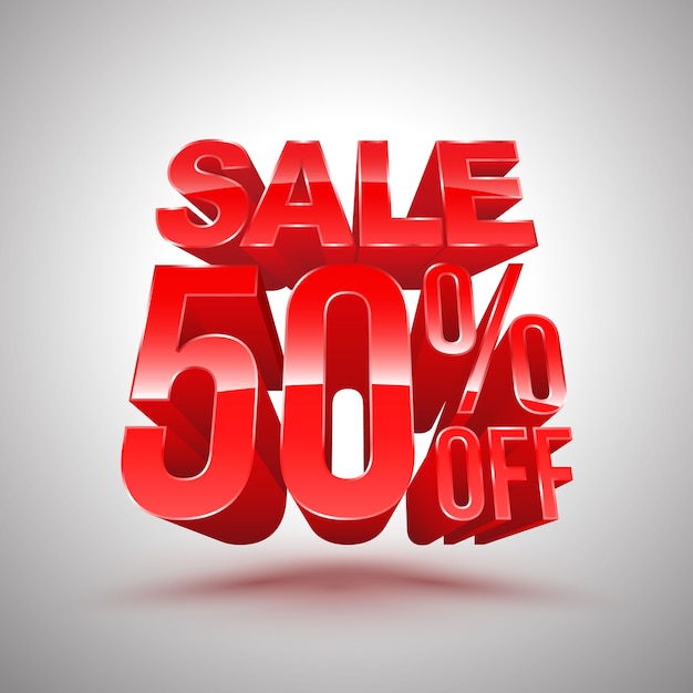 Premium Vector | Sale 50 percent off red 3d style