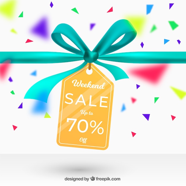Sale background with label in realistic style Free Vector Sale background with label in realistic style Free Vector