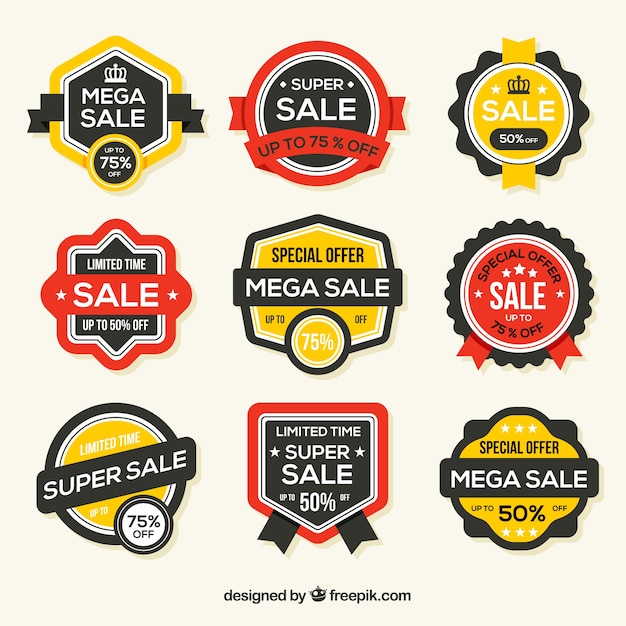 Sale badges with flat design | Free Vector