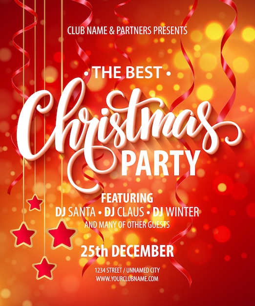 Premium Vector | Sale banner christmas party poster template